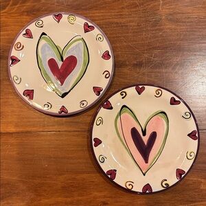 NWOT Tika Home Etc. Inc. Heart 8” 2!Plate Set Wedding Bridal Valentine Love NEW